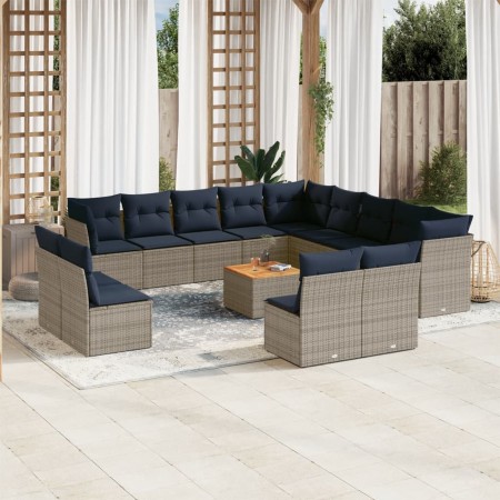 Set de sofás de jardín y cojines 14 pzas ratán sintético gris de , Conjuntos de jardín - Ref: Foro24-3256271, Precio: 1,00 €,...