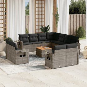 Set de sofás de jardín 12 pzas con cojines ratán sintético gris en Conjuntos de jardín | Comprar online en Foru.es
