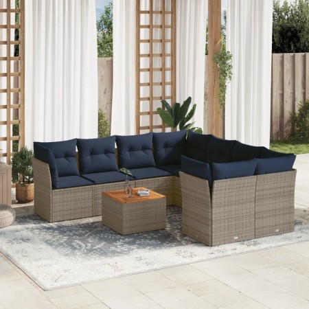 Set de sofás de jardín 9 pzas con cojines ratán sintético gris de , Conjuntos de jardín - Ref: Foro24-3255865, Precio: 657,02...