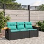 Set de sofás de jardín con cojines 3 pzas ratán sintético negro de , Conjuntos de jardín - Ref: Foro24-3226596, Precio: 271,0...