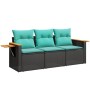 Set de sofás de jardín con cojines 3 pzas ratán sintético negro de , Conjuntos de jardín - Ref: Foro24-3226596, Precio: 271,0...