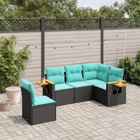 Set de sofás de jardín 5 pzas con cojines ratán sintético negro de , Conjuntos de jardín - Ref: Foro24-3226813, Precio: 443,0...