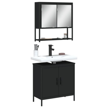 Juego de muebles de baño 2 pzas madera contrachapada negro de , Muebles de baño - Ref: Foro24-3214660, Precio: 105,29 €, Desc...