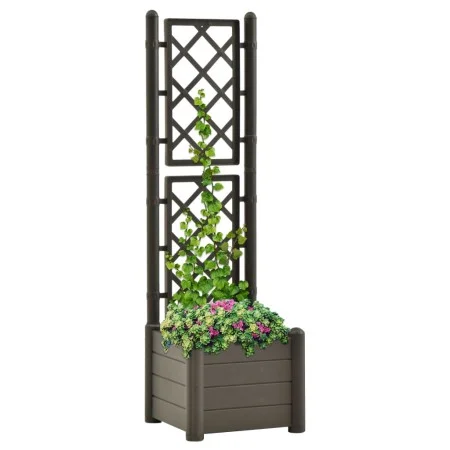 Jardinera con enrejado PP gris antracita 43x43x142 cm de vidaXL, Maceteros y jardineras - Ref: Foro24-313981, Precio: 81,66 €...