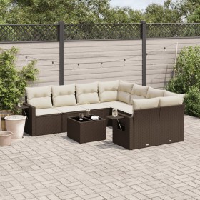 Set de sofás de jardín 9 pzas y cojines ratán sintético marrón de , Conjuntos de jardín - Ref: Foro24-3219962, Precio: 579,36...