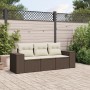 Set sofás de jardín 3 piezas y cojines ratán sintético marrón de , Sofás modulares de exterior - Ref: Foro24-3222262, Precio:...