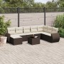 Set de sofás de jardín 9 pzas y cojines ratán sintético marrón de , Sofás modulares de exterior - Ref: Foro24-3221772, Precio...