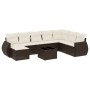 Set de sofás de jardín 9 pzas y cojines ratán sintético marrón de , Sofás modulares de exterior - Ref: Foro24-3221772, Precio...