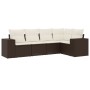 Set comedor de jardín 5 piezas y cojines ratán sintético marrón de , Sofás modulares de exterior - Ref: Foro24-3222532, Preci...