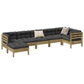 Set de sofás jardín 7 pzas con cojines madera pino impregnada de , Conjuntos de jardín - Ref: Foro24-3299551, Precio: 652,11 ...