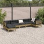 Set de sofás jardín 7 pzas con cojines madera pino impregnada de , Conjuntos de jardín - Ref: Foro24-3299551, Precio: 652,11 ...
