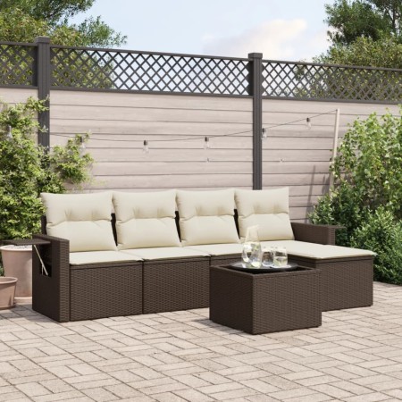 Set sofás de jardín 6 piezas y cojines ratán sintético marrón de , Conjuntos de jardín - Ref: Foro24-3220102, Precio: 348,01 ...