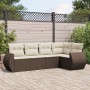 Set comedor de jardín 5 piezas y cojines ratán sintético marrón de , Conjuntos de jardín - Ref: Foro24-3221332, Precio: 356,3...