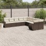 Set de sofás de jardín 10 pzas y cojines ratán sintético marrón de , Sofás modulares de exterior - Ref: Foro24-3221912, Preci...