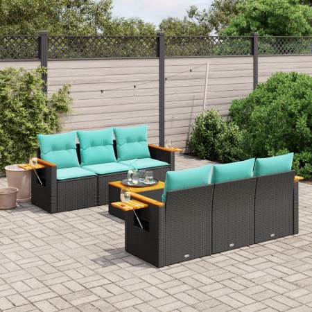 Set de sofás de jardín 7 pzas con cojines ratán sintético negro de , Conjuntos de jardín - Ref: Foro24-3226631, Precio: 577,6...