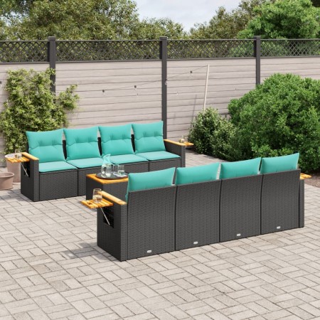 Set de sofás de jardín 9 pzas con cojines ratán sintético negro de , Conjuntos de jardín - Ref: Foro24-3226659, Precio: 701,6...