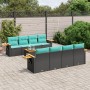 Set de sofás de jardín 9 pzas con cojines ratán sintético negro de , Conjuntos de jardín - Ref: Foro24-3226659, Precio: 701,6...