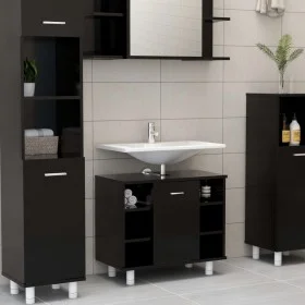 Armario de baño madera contrachapada negro 60x32x53,5 cm de vidaXL, Muebles de baño - Ref: Foro24-802634, Precio: 60,10 €, De...