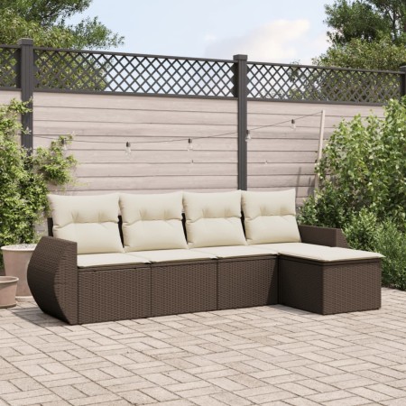 Set comedor de jardín 5 piezas y cojines ratán sintético marrón de , Conjuntos de jardín - Ref: Foro24-3253630, Precio: 335,6...