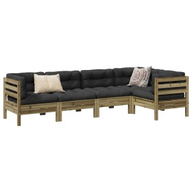 Set de sofás jardín 5 pzas con cojines madera pino impregnada de , Conjuntos de jardín - Ref: Foro24-3299440, Precio: 505,50 ...