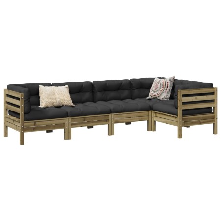 Set de sofás jardín 5 pzas con cojines madera pino impregnada de , Conjuntos de jardín - Ref: Foro24-3299440, Precio: 505,50 ...