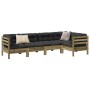 Set de sofás jardín 5 pzas con cojines madera pino impregnada de , Conjuntos de jardín - Ref: Foro24-3299440, Precio: 505,50 ...