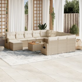 Set sofás de jardín con cojines 13 pzas ratán sintético beige en Conjuntos de jardín | Comprar online en Foru.es
