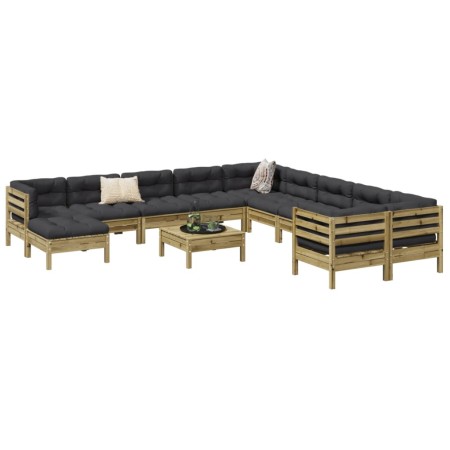 Set de sofás jardín 12 pzas con cojines madera pino impregnada de , Conjuntos de jardín - Ref: Foro24-3299657, Precio: 1,00 €...