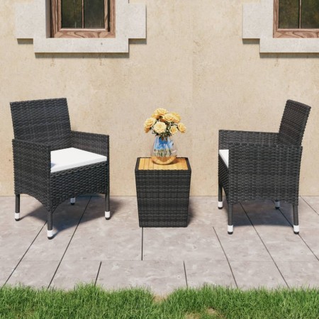 Set de bistró jardín 3 pzas ratán sintético madera maciza negro de , Conjuntos de jardín - Ref: Foro24-3095935, Precio: 197,2...