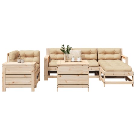 Juego de sofás de jardín 7 piezas madera maciza de pino de , Conjuntos de jardín - Ref: Foro24-3250540, Precio: 439,34 €, Des...
