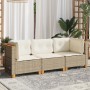 Sofá de jardín de 3 plazas con cojines ratán sintético beige de , Sofás de exterior - Ref: Foro24-365919, Precio: 232,88 €, D...