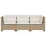 Sofá de jardín de 3 plazas con cojines ratán sintético beige de , Sofás de exterior - Ref: Foro24-365919, Precio: 232,88 €, D...