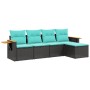 Set de sofás de jardín 5 pzas con cojines ratán sintético negro de , Conjuntos de jardín - Ref: Foro24-3226757, Precio: 401,5...