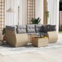Set sofás de jardín 7 piezas y cojines ratán sintético beige en Conjuntos de jardín | Comprar online en Foru.es