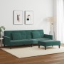 Sofá cama de 2 plazas con taburete terciopelo verde oscuro de , Sofás - Ref: Foro24-3258118, Precio: 336,27 €, Descuento: %