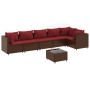 Set muebles de jardín 7 piezas y cojines ratán sintético marrón de , Conjuntos de jardín - Ref: Foro24-3308117, Precio: 534,5...