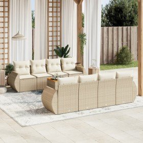 Set de sofás de jardín 9 pzas con cojines ratán sintético beige en Conjuntos de jardín | Comprar online en Foru.es