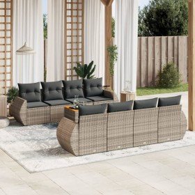 Set de muebles de jardín 9 pzas y cojines ratán sintético gris en Conjuntos de jardín | Comprar online en Foru.es
