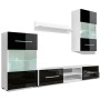 Vitrina de pared de TV iluminación LED 4 pzas negro alto brillo de , Muebles TV - Ref: Foro24-242573, Precio: 460,39 €, Descu...