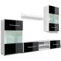 Vitrina de pared de TV iluminación LED 4 pzas negro alto brillo de , Muebles TV - Ref: Foro24-242573, Precio: 460,39 €, Descu...
