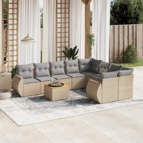 Set de sofás de jardín 9 pzas con cojines ratán sintético beige en Conjuntos de jardín | Comprar online en Foru.es