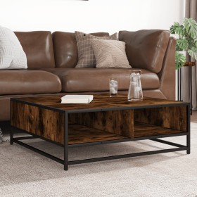 Mesa de centro madera ingeniería metal roble ahumado 80x80x30cm de , Mesas de centro - Ref: Foro24-848771, Precio: 62,87 €, D...