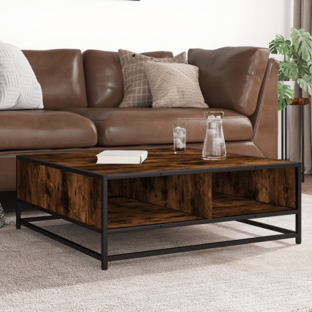 Mesa de centro madera ingeniería metal roble ahumado 80x80x30cm de , Mesas de centro - Ref: Foro24-848771, Precio: 62,87 €, D...