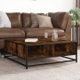 Mesa de centro madera ingeniería metal roble ahumado 80x80x30cm de , Mesas de centro - Ref: Foro24-848771, Precio: 62,87 €, D...
