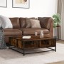 Mesa de centro madera ingeniería metal roble ahumado 80x80x30cm de , Mesas de centro - Ref: Foro24-848771, Precio: 62,87 €, D...