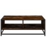 Mesa de centro madera ingeniería metal roble ahumado 80x80x30cm de , Mesas de centro - Ref: Foro24-848771, Precio: 62,87 €, D...