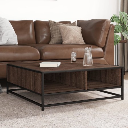 Mesa de centro madera ingeniería metal marrón roble 80x80x30 cm de , Mesas de centro - Ref: Foro24-848773, Precio: 64,71 €, D...