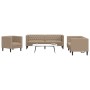 Juego de sofás Chesterfield 3 piezas cuero sintético capuchino de , Sofás - Ref: Foro24-3209272, Precio: 737,48 €, Descuento: %