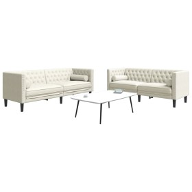 Set de sofás Chesterfield con cojines 2 piezas terciopelo crema de , Sofás - Ref: Foro24-3209298, Precio: 575,21 €, Descuento: %