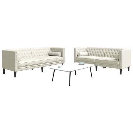 Set de sofás Chesterfield con cojines 2 piezas terciopelo crema de , Sofás - Ref: Foro24-3209298, Precio: 575,21 €, Descuento: %